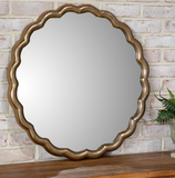 26.5" Antique Brass Scallop Edge Mirror