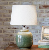 18" Green Fleck Ceramic Lamp