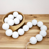 5' White Wash Large Wood Bead Strand