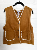 Suede Crochet Trim Vest