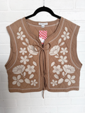 Embroidered Floral Puff Vest