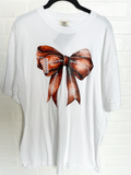 Watercolor Football Bow Tee