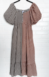 Two Tone Gingham Maxi Dress