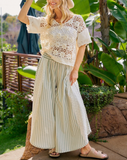 Floral Eyelet Stripe Pant