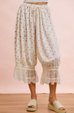 Textured Floral Drapery Pant + Lace Trim