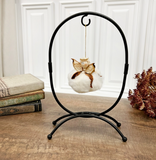 7.25" Oval Wrought Iron Ornament Stand - Black