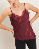 Asymmetrical Satin Lace Tank