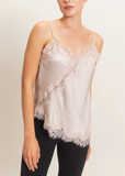 Asymmetrical Satin Lace Tank