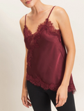 Asymmetrical Satin Lace Tank