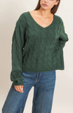 Cable Knit V-Neck Sweater