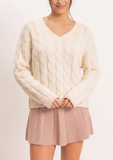 Cable Knit V-Neck Sweater
