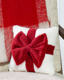 10" Sherpa Bow Holiday Pillow