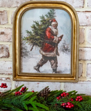 12" Antique Gold Santa + Tree Frame