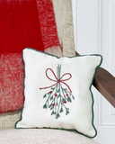 10" Embroidered Mistletoe Pillow