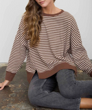 Split Hem Stripe Top