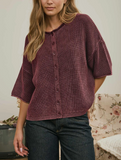 Washed Rolled Sleeve Cardigan