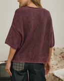 Washed Rolled Sleeve Cardigan