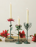 Painted Holly Leaf Taper Holder