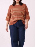 Curvy Drop Shoulder Stripe Sweater