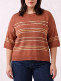 Curvy Drop Shoulder Stripe Sweater