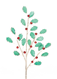 33" Plastic Holly Spray