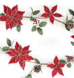 70" Poinsettia + Holly Garland