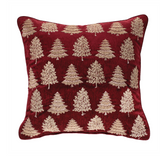 18" Deep Berry Beaded Tree Pillow