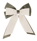 12" Velvet Bow Ornament - Cream/Sage