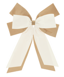 17.5" Velvet Bow Ornament - Tan/Cream