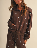 Chocolate Polka Dot Half Zip Sweatshirt