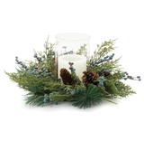 Mixed Pine Candle Holder + Glass
