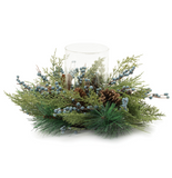 Mixed Pine Candle Holder + Glass