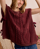Burgundy Wash Cable Knit Vest
