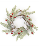 18" Frosted Pine + Bells Candle Ring