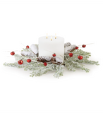 18" Frosted Pine + Bells Candle Ring