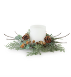 14" Glitzy Pine + Eucalyptus Candle Ring
