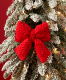6" Cable Knit Bow - Red
