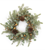 22" Glitzy Pine + Eucalyptus Wreath