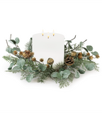 18" Glitzy Pine + Eucalyptus Candle Ring