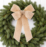 13.5" Iced Bow Ornament - Beige