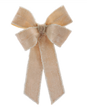 13.5" Iced Bow Ornament - Beige
