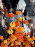 30" Velvet Pumpkin Spray - Orange Mix