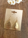 Hammered Matte Gold Drop Earring