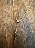 Gold Cross Drop Necklace