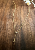 Gold Cross Drop Necklace