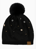 C.C. Star Stud Pom Beanie