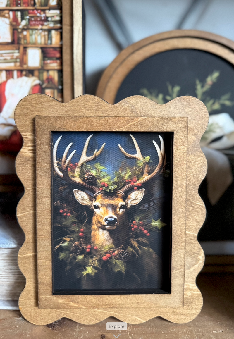 Scallop Reindeer Wreath Print