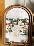 8" Arch Christmas Village Print