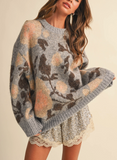 Mineral Grey Floral Print Sweater