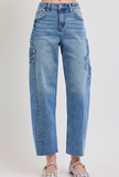 Risen Flower Patch Barrel Jean
